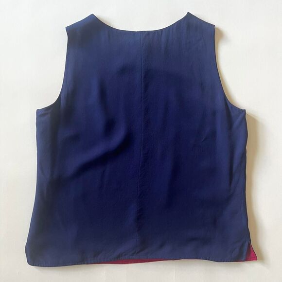 Reversible navy blue/red 100% silk cami with a V-neckline - Picture 6 of 8